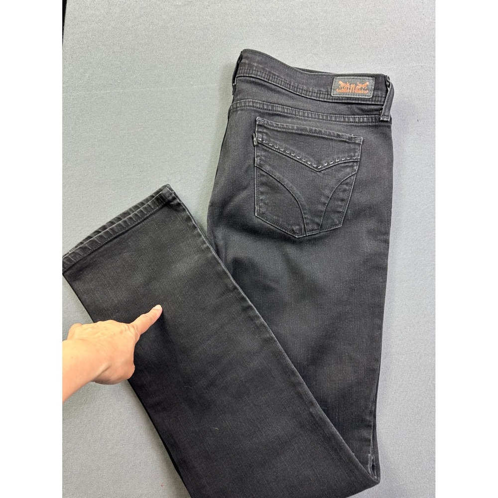 Levis 505 Straight Leg Jean Men 14 L/C Black Faded Stretch Denim Pants Black tab